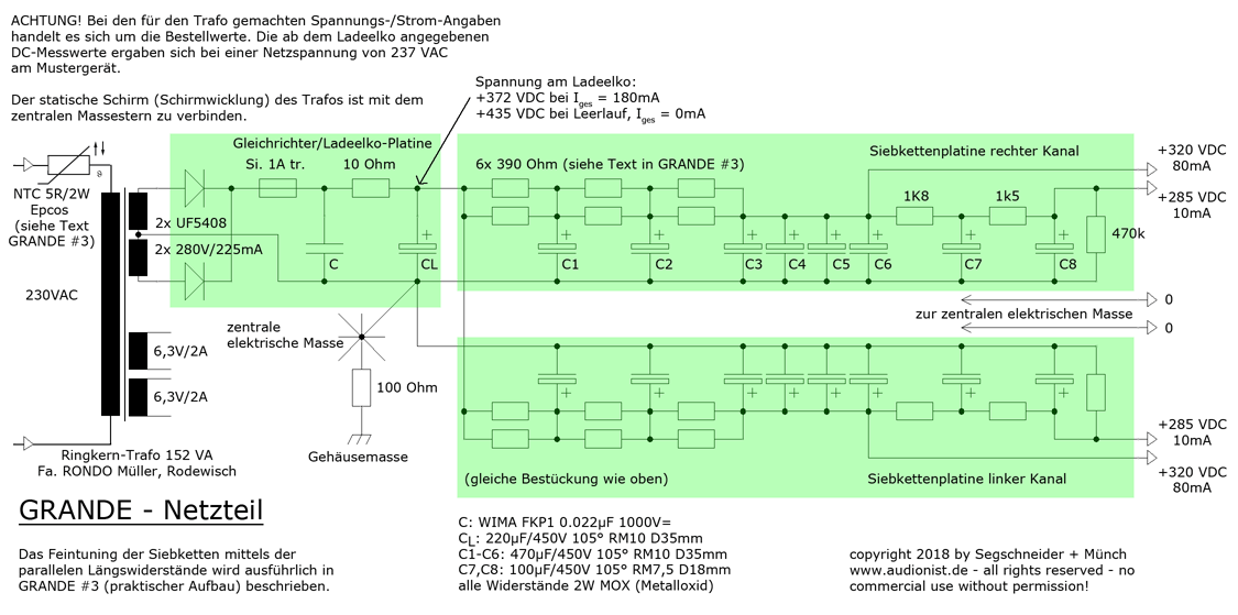 Schaltbild des GRANDE - Netzteils
